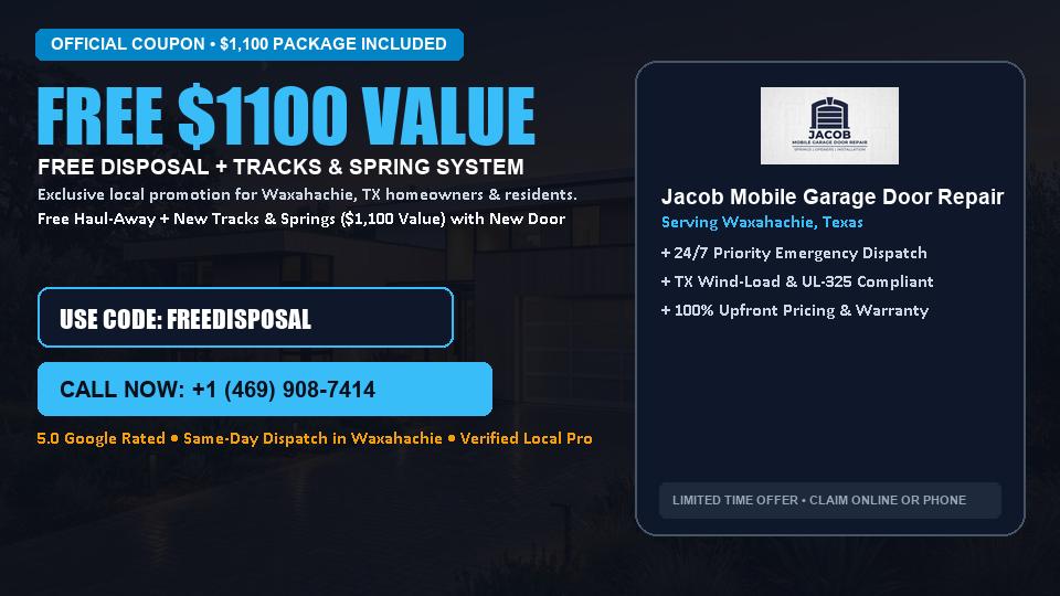 FREE Old Door Haul-Away & Heavy-Duty Tracks in Waxahachie, TX - Jacob Mobile Garage Door Repair